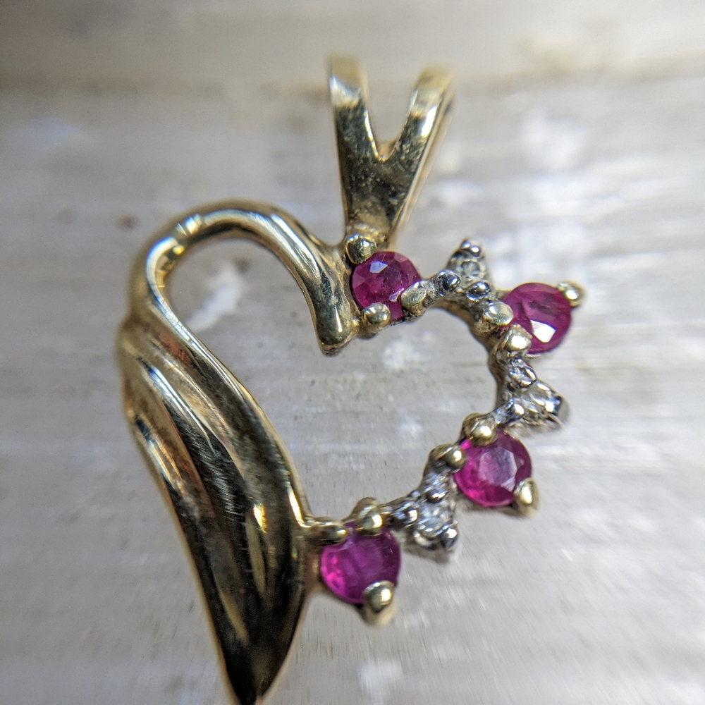 Ruby Heart Pendant in Genuine 10K Gold